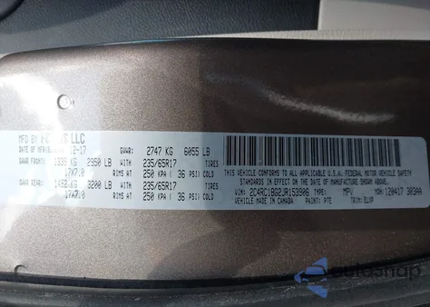 2018 Chrysler Pacifica Touring L z USA, uszkodzony, nr VIN 2C4RC1BG2JR153906